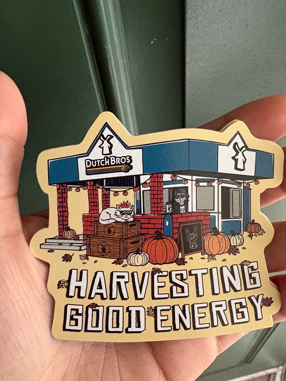 Dutch bros collectable sticker fall harvesting autumn halloween September drop 2